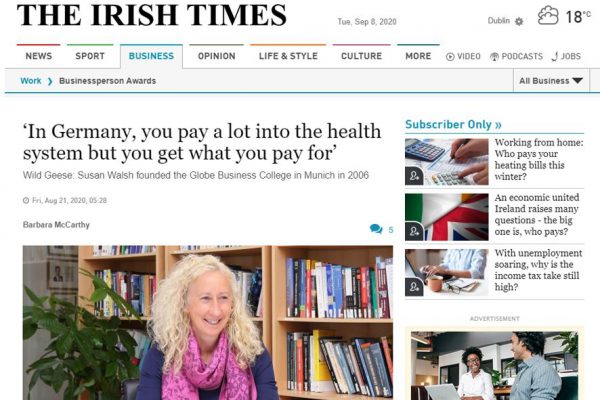Dr Susan Walsh, founder of Globe Business College Munich, speaks about the value of Germany's tax system in The Irish Times